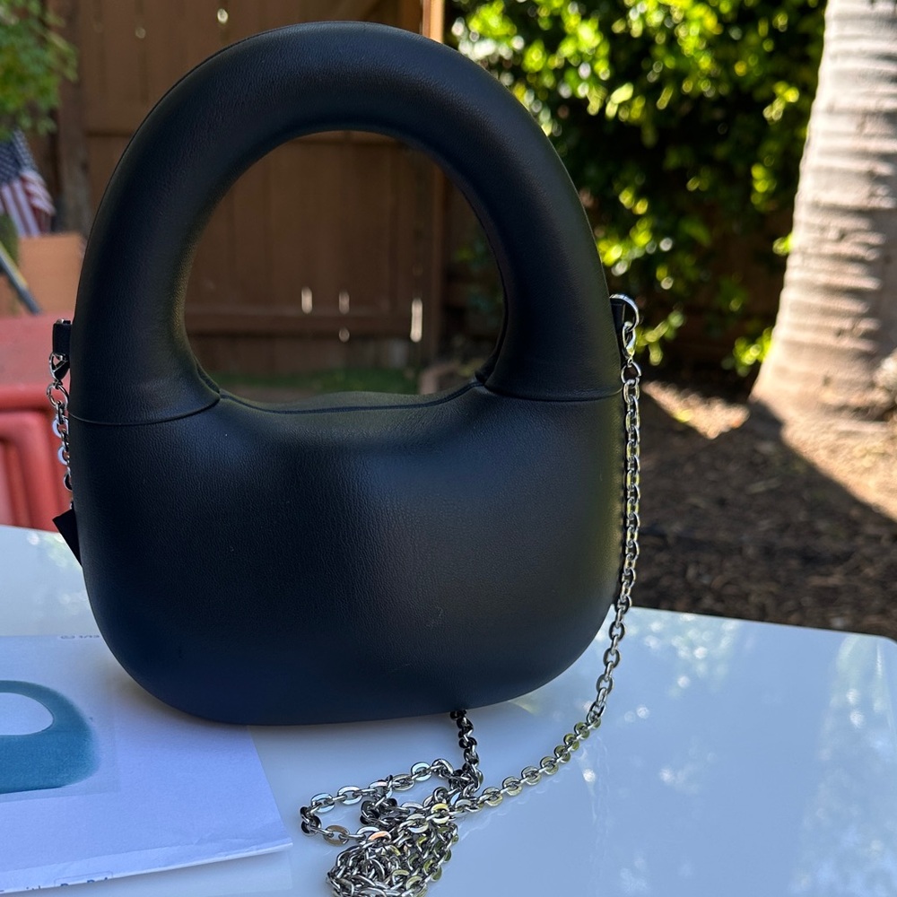 Zara Black Mini Rounded Handle Bag with Silver Chain - Picture 4 of 12